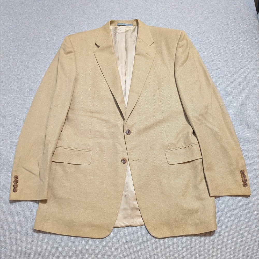 Hickey Freeman Men's Blazer 42L Tan Wool Suit Jacket Coat Vintage Made in USA